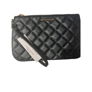 nwt black diMOND PATTERN CLUTCH PURSE WITH STRAP INSIDE POCKETS